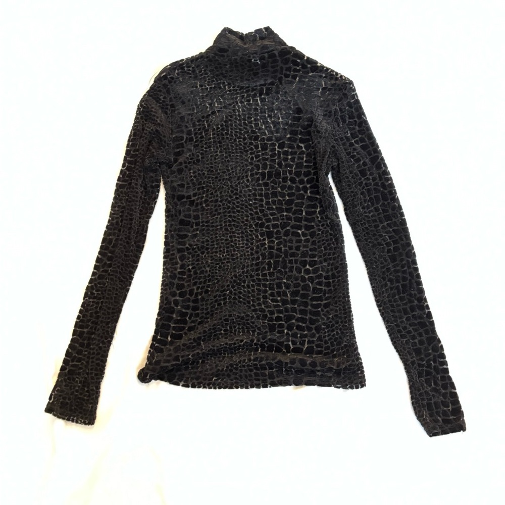 Express Black Textured Long Sleeve Blouse